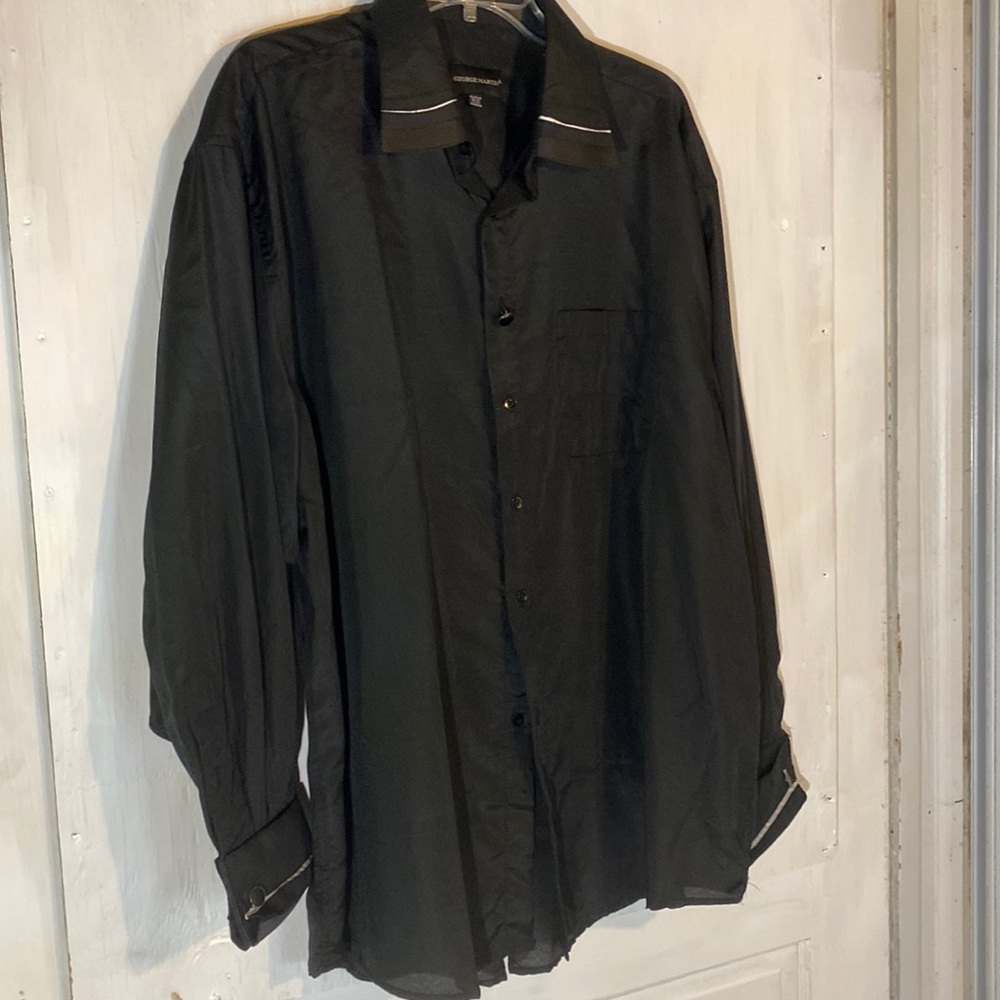 George Martin Black Quality Tailer Cut 36-37 Mens Button Up- 3 Cufflinks Posh